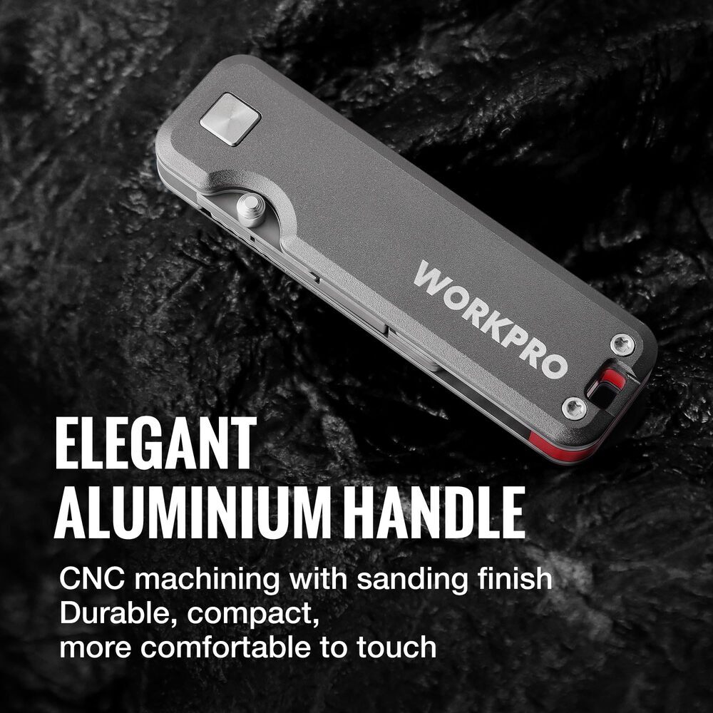 WORKPRO Folding Utility Knife Titanium CNC Unibody Box Cutter Quick Change Blade