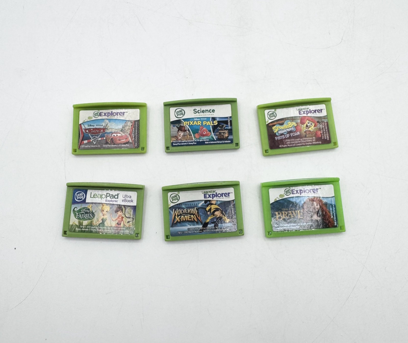 Leap Frog Leapster Explorer Games Lot of 6 X-Men Disney Spongebob Cars UNTESTED