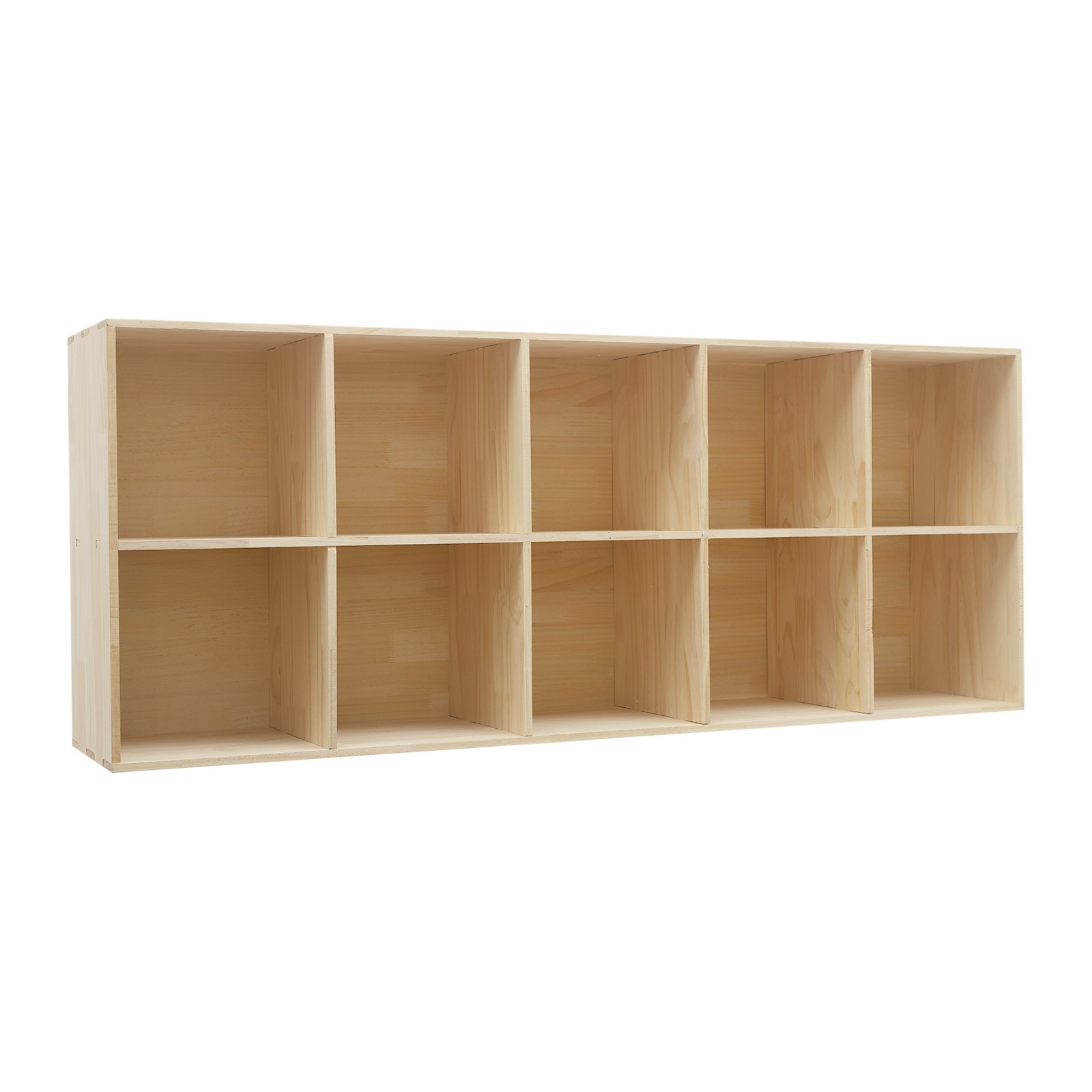 10 Cube Solid Wood Shelves, Wooden Shelf Bookcase, Floor Standing Bookshelf