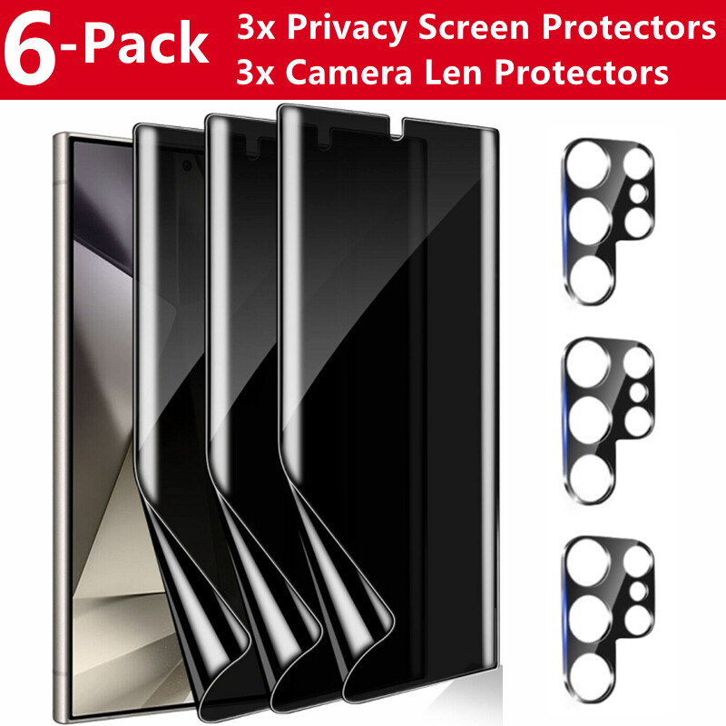 Privacy Hydrogel Screen Protector Camera Protector for Samsung S25 Ultra Plus 24
