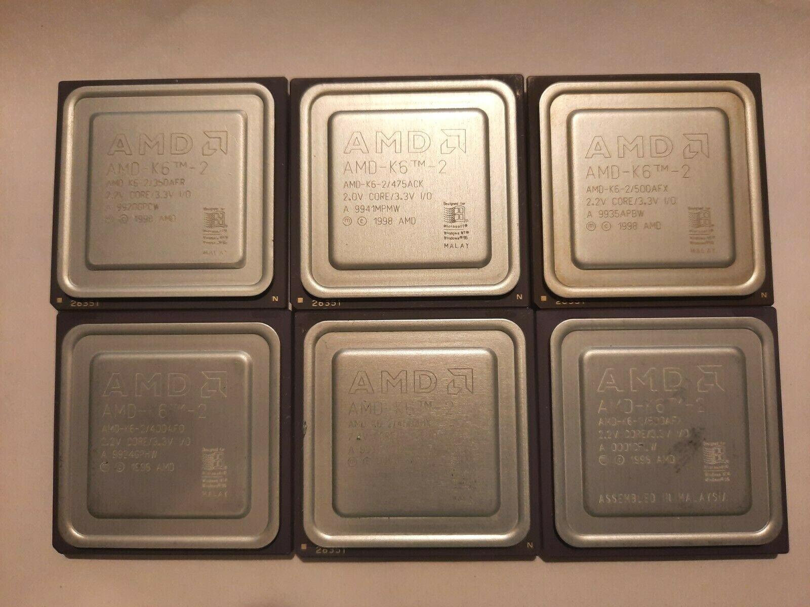 AMD K6-2 266 300 333 350 400 450 475 500 550 classic AMD K6-2 Vintage CPU, GOLD