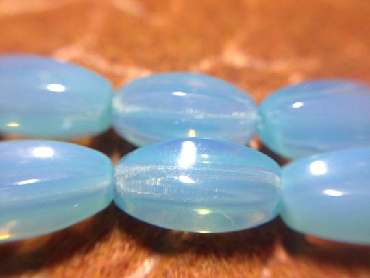 Vintage Iridescent Baby Blue Czech Beads (Approx. 25 per strand)  14mm x 6mm