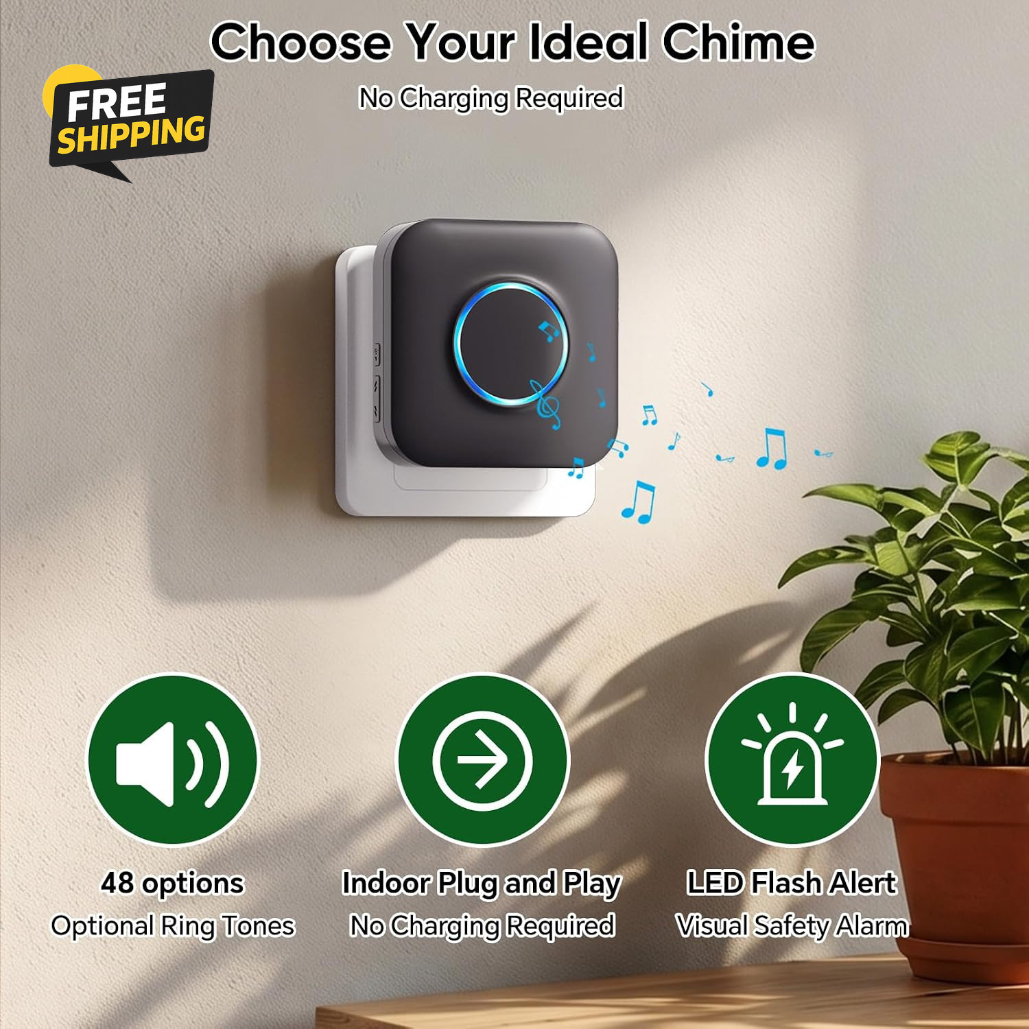 Wireless Driveway Alarm Motion Sensor 600FT Range 58 Chimes Weatherproof