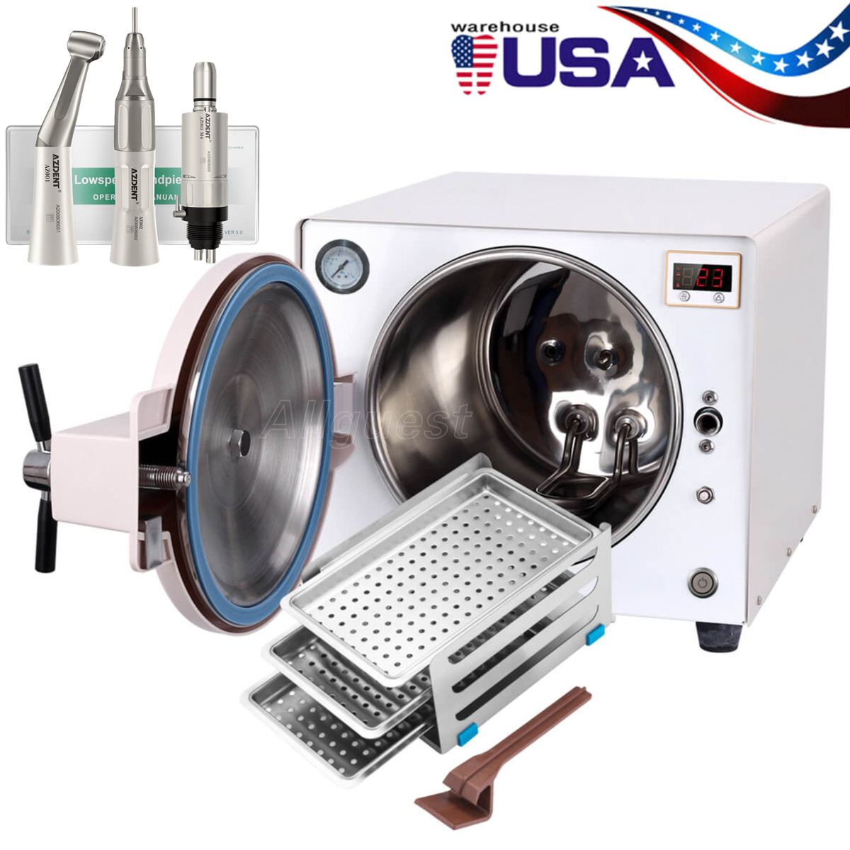 18L Dental Lab Autoclave Steam Sterilizer Medical Sterilization/Handpiece Kit 4H