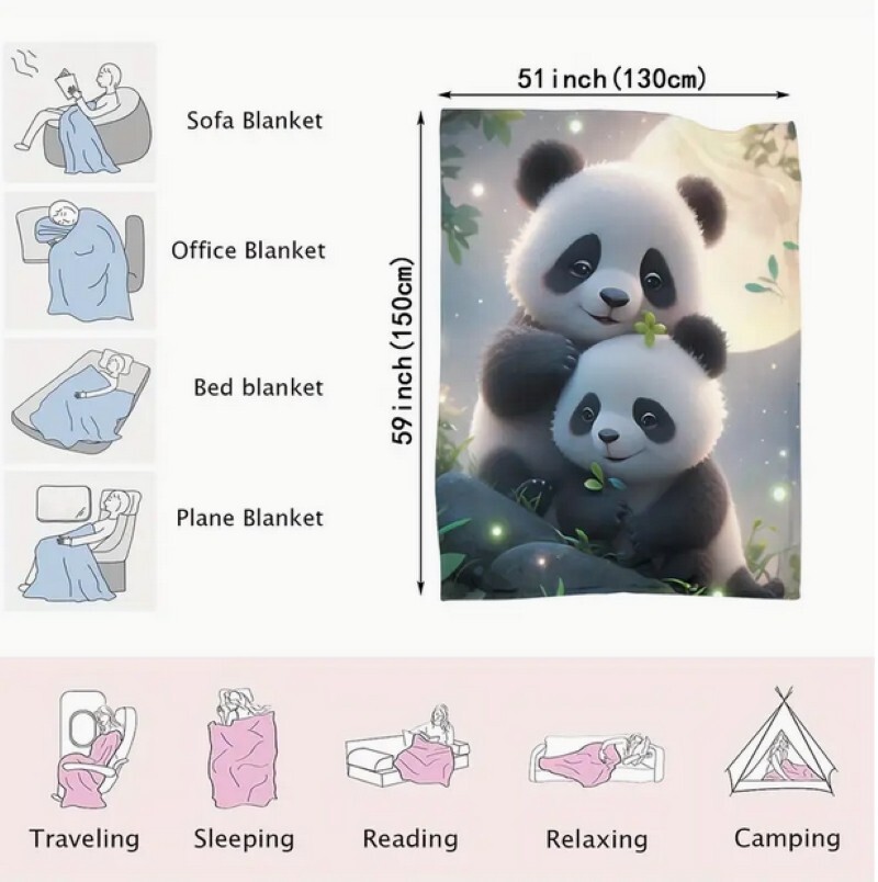 Panda Throw Blanket 51x59" Soft, Lightweight All Season