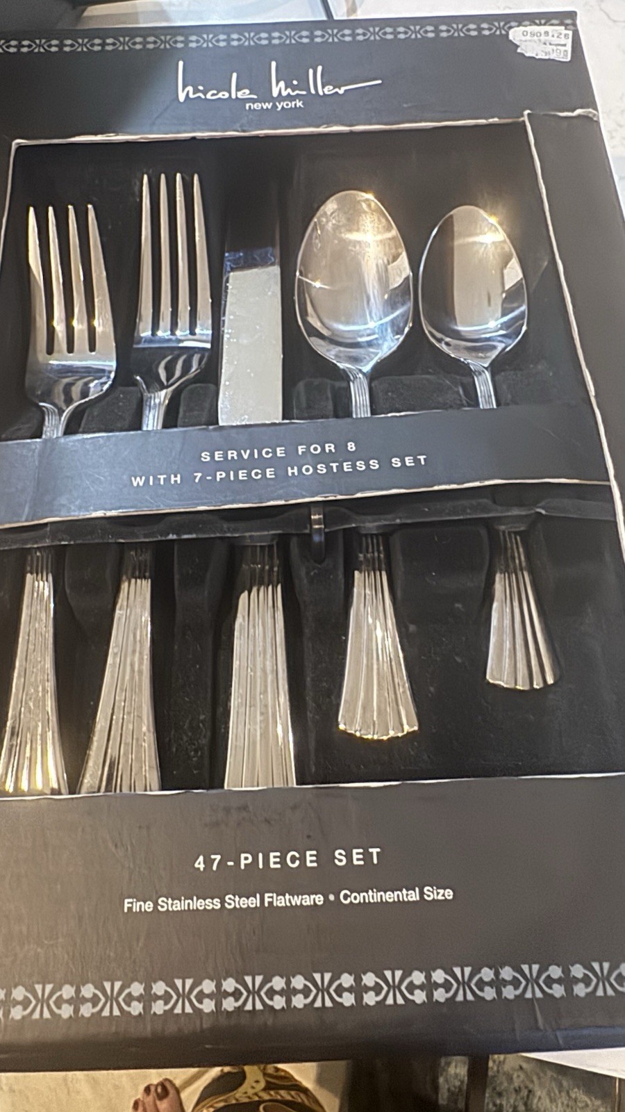 Nicole Miller New 47 PC With Service 8+ 7pc Hostess Stainless Flatware