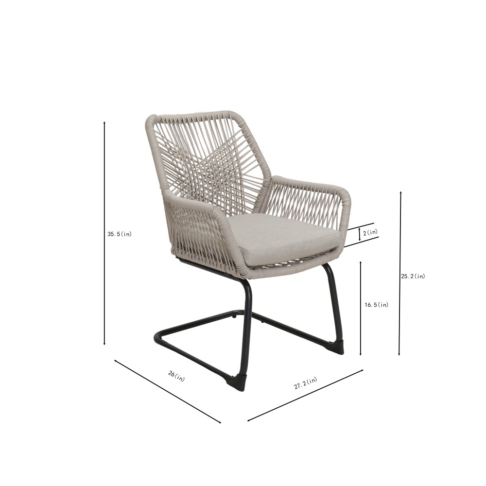 ight Grey PE Rattan Outdoor Armchair with Spring Support, Set of 2 – All-Weather