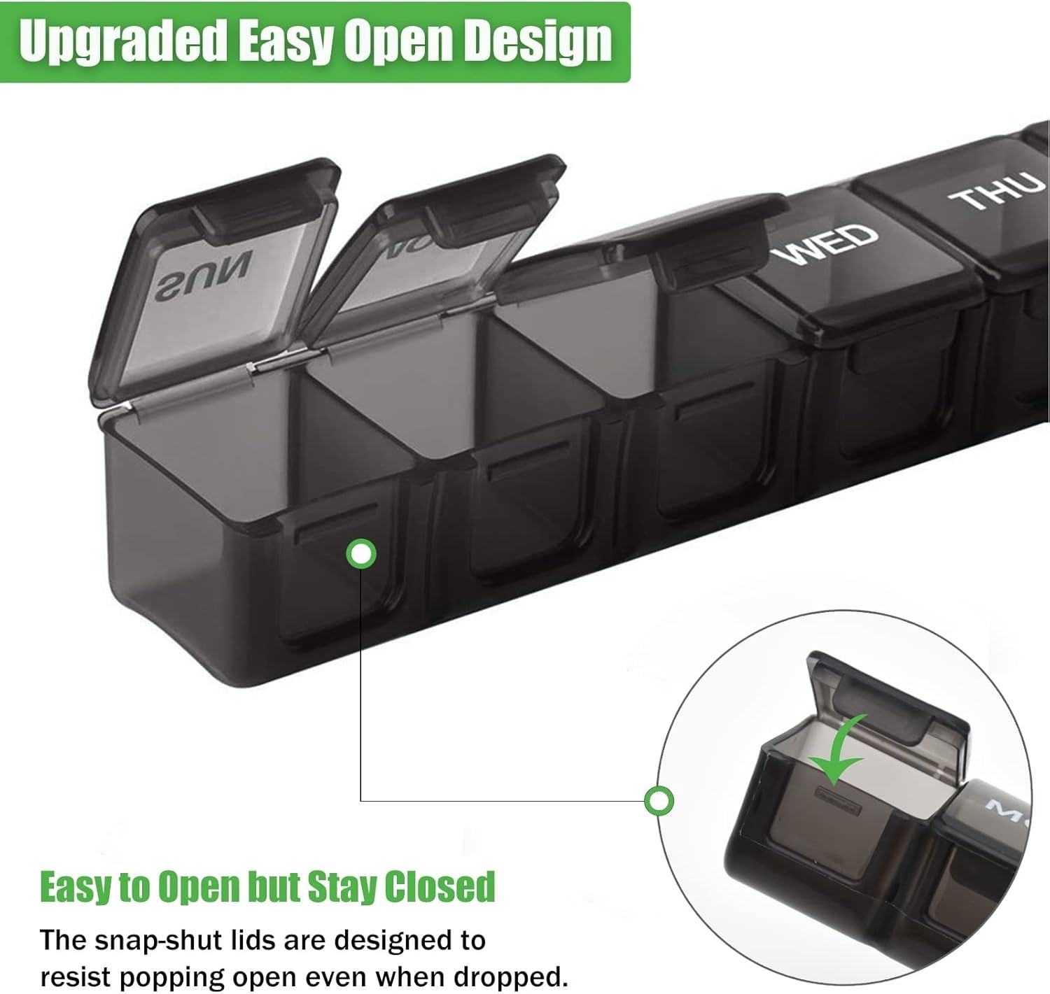 Extra Large Weekly Pill Box Organizer, 1 or 2 Pack, 7 Day Jumbo Pill Case