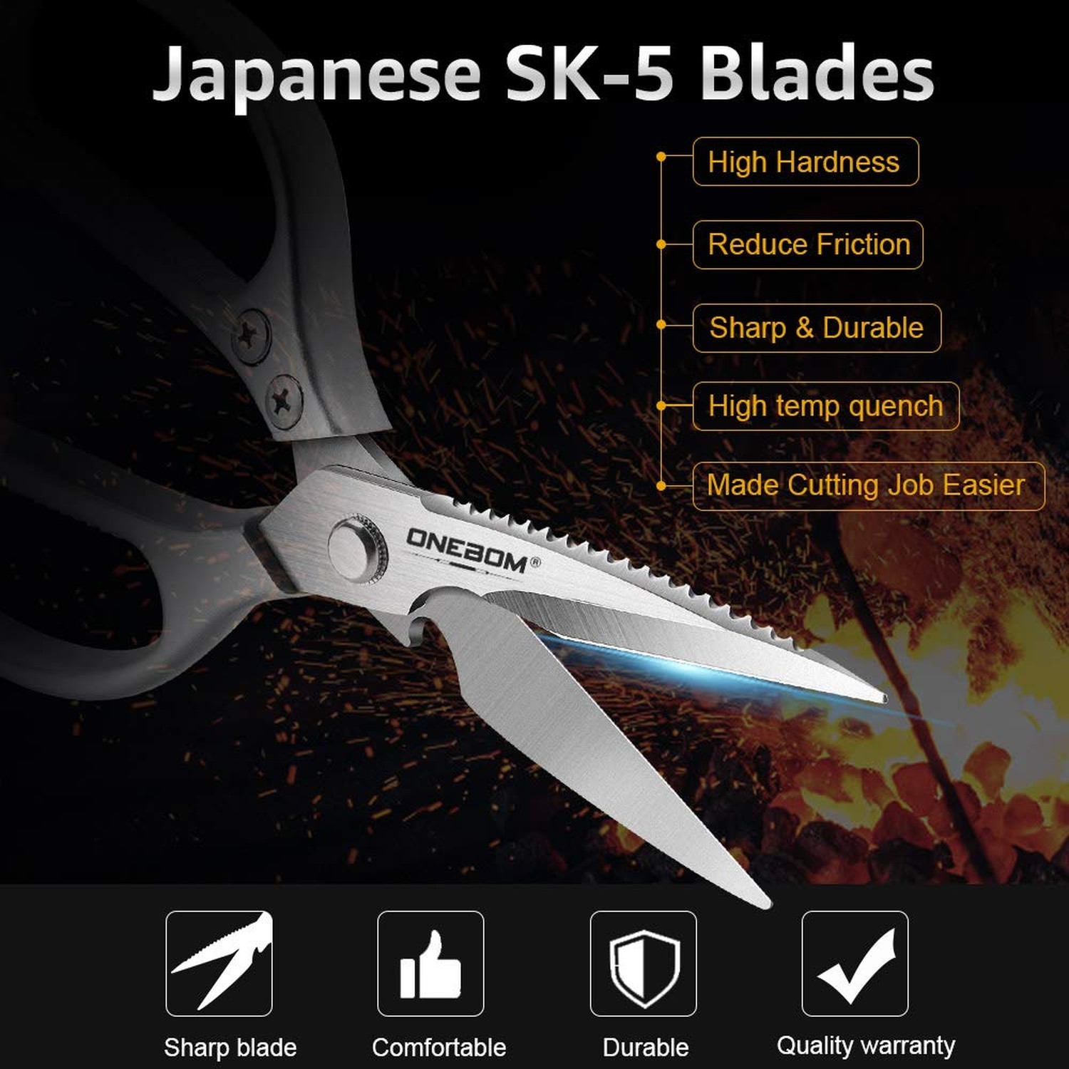ONEBOM Kitchen Shears 2 Pack,Multi-Function Kitchen Scissors Heavy Duty Sharp...