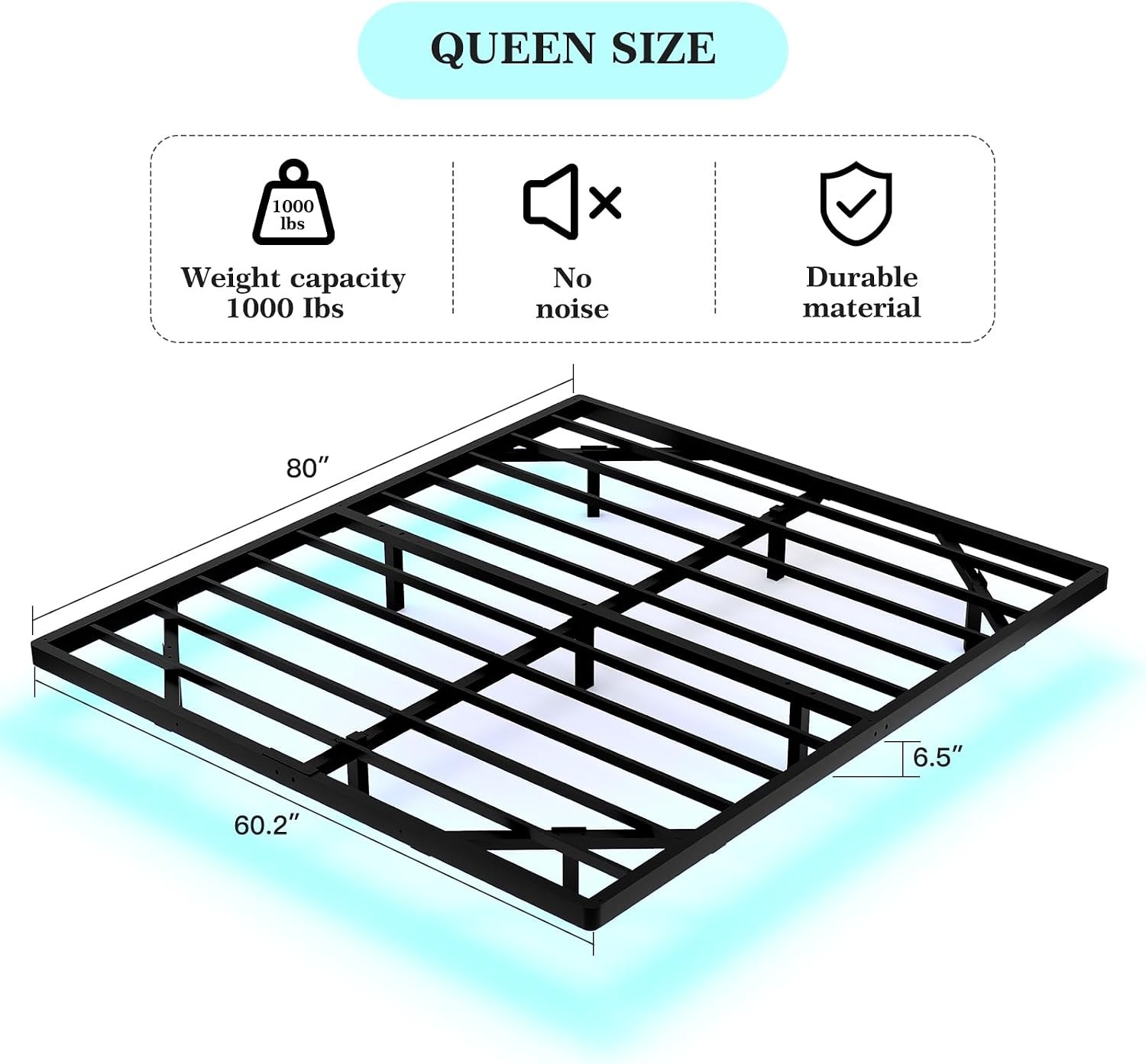 Floating Bed Frame Queen Size Queen Bed Frame with Smart LED Lights