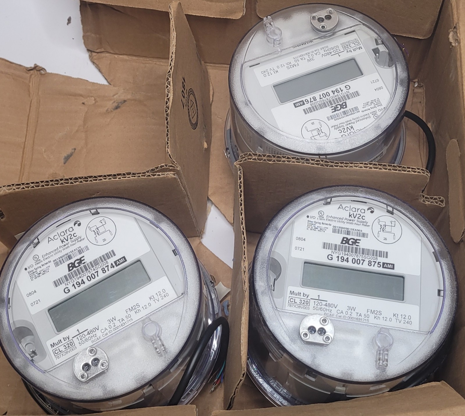 Lot Of 3 Aclara kV2c 2S CL320 Electric Utility Watthour Meter NIC411-0702