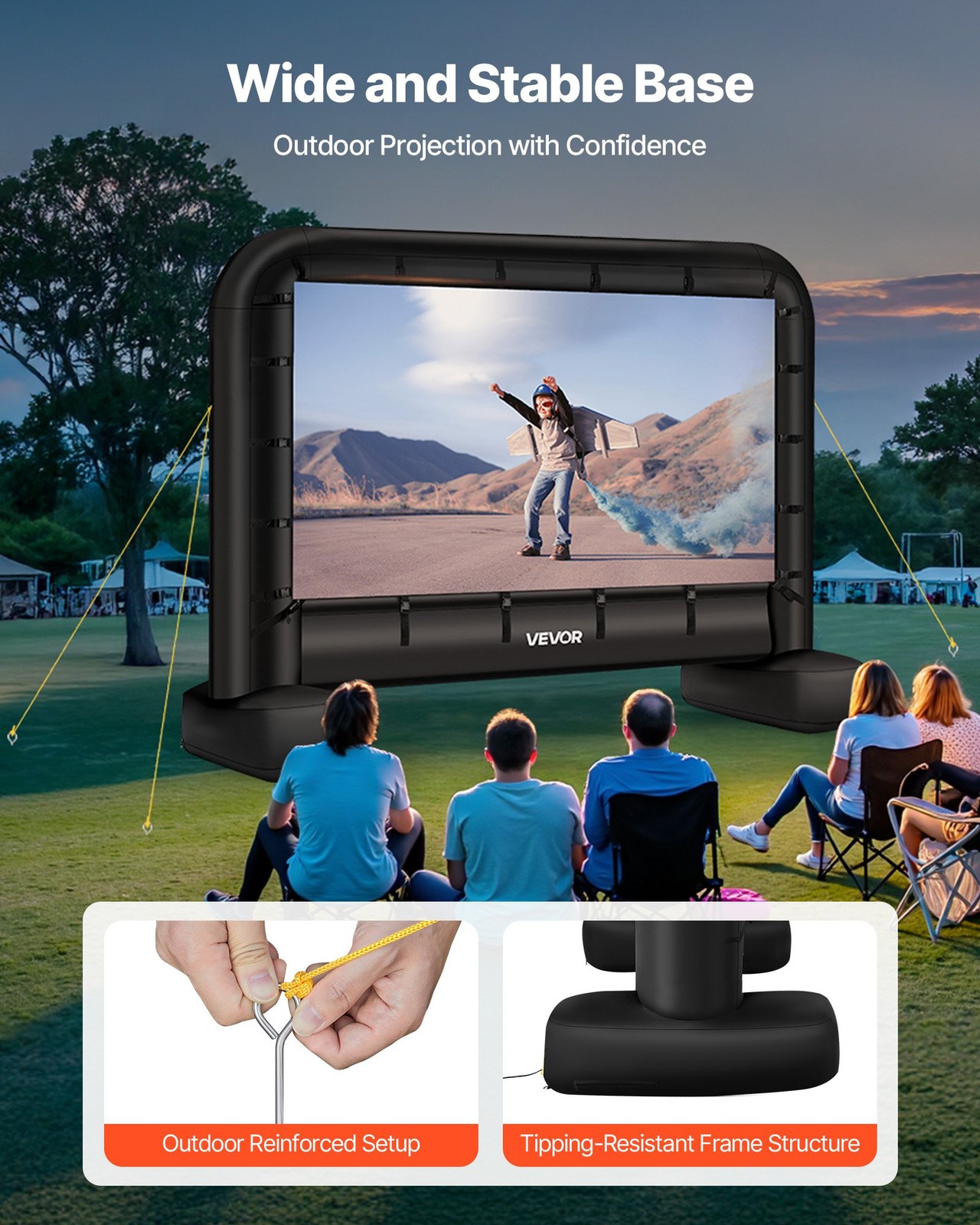 14FT Inflatable Movie Screen – 16:9 Outdoor Projector Screen, 600D Oxford Fabric