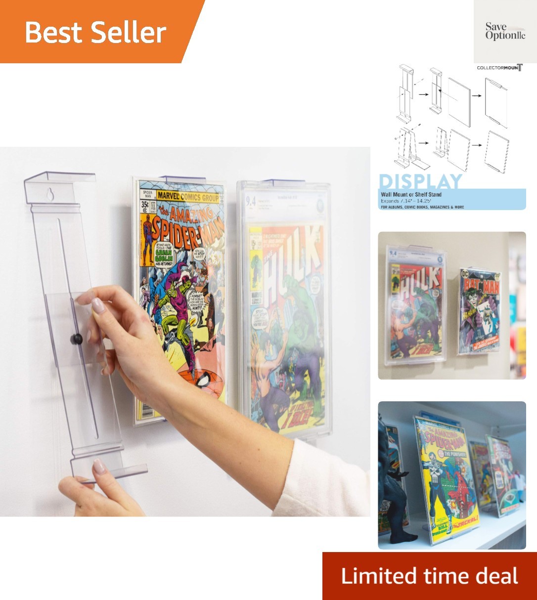 Comic Mount 1 Pack, Comic Book Shelf Stand or Wall Mount Display, Invisible a...