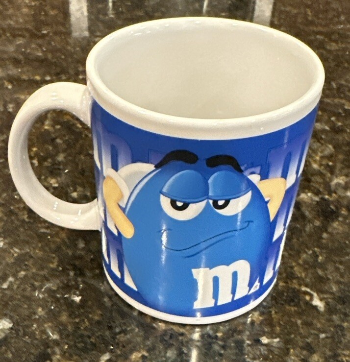Vintage Blue M&M Coffee Mug Cup Galerie 2002 Mars Peanut Candy M M Collectible