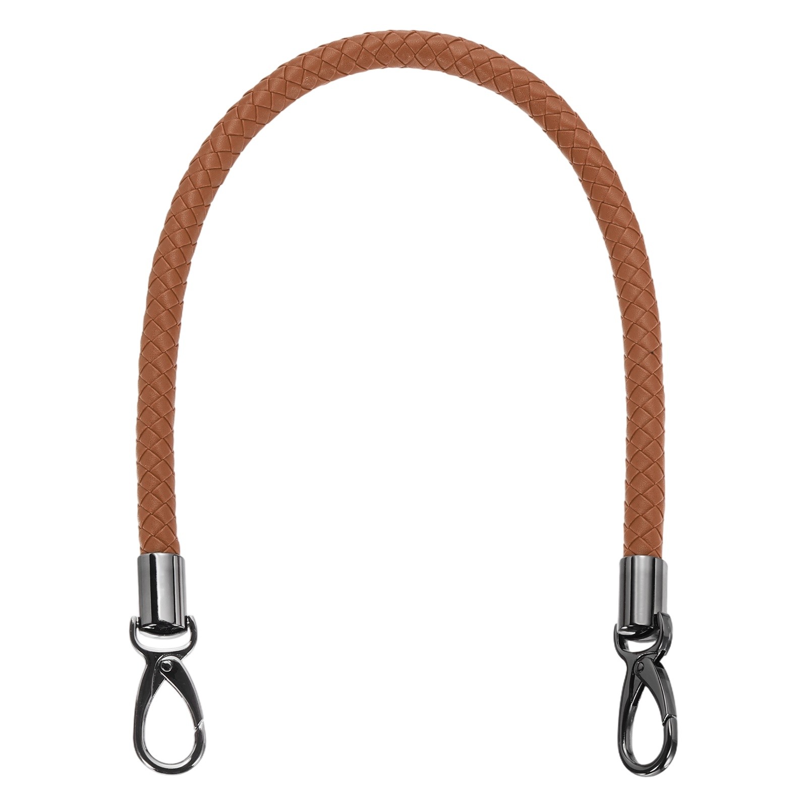 55cm 21.7" Braided Purse Strap PU Leather Yellow Brown (Black Buckle)