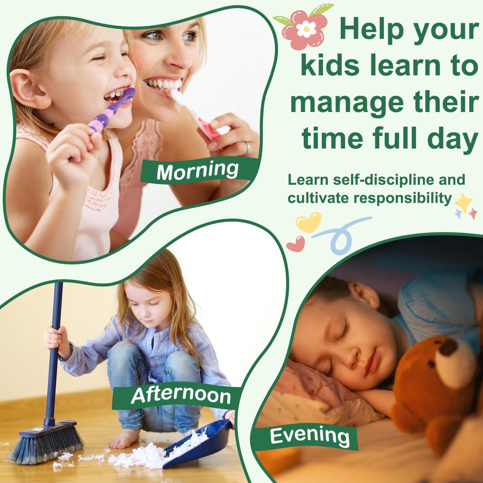 Wooden Chore Chart for Kids - Daily Visual Routine Schedule with 80 Task Card...