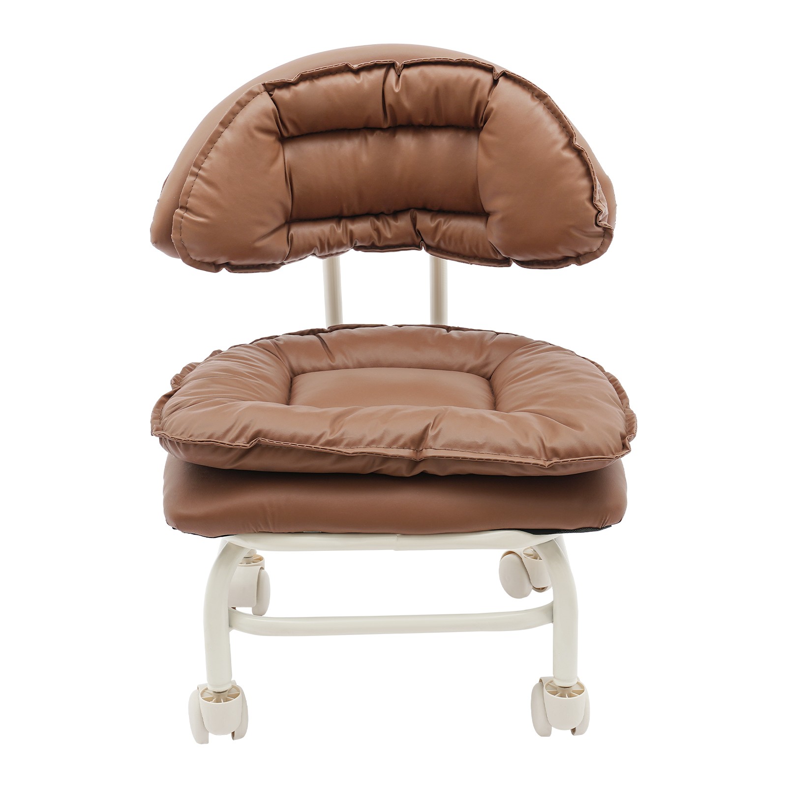 Rolling Stool with Back Rest, Heavy Duty Rolling Stool, Brown Roller Chair
