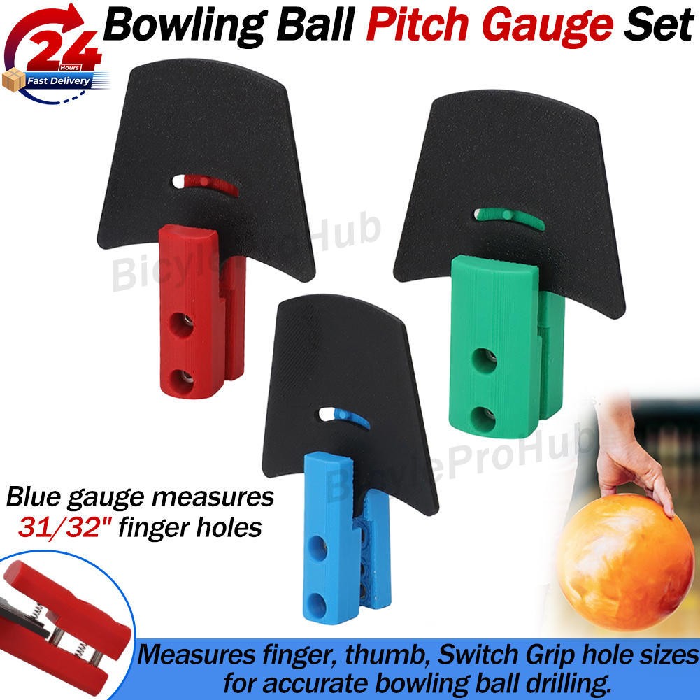 Bowling Ball Pitch Gauge Set - 3pc for Finger/Thumb/Switch Grip Hole Measurement