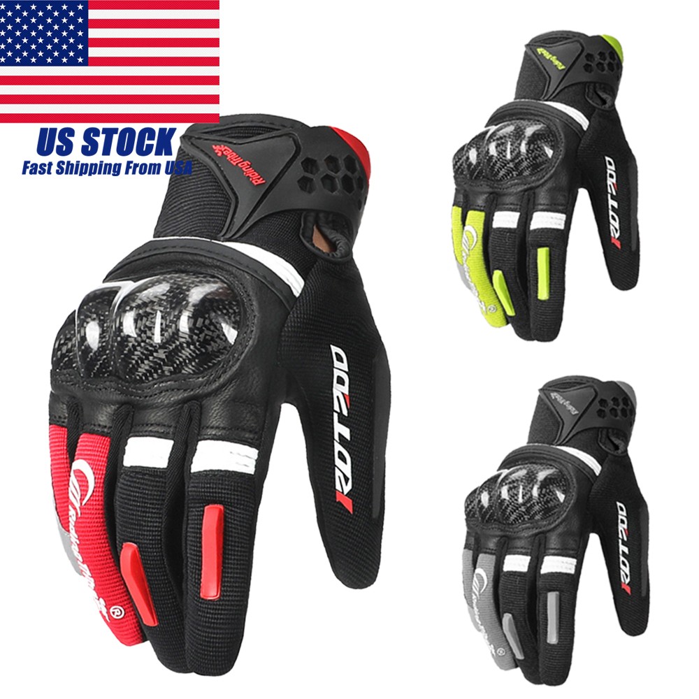 Tactical Motorcycle Carbon Full Finger Gloves Touch Screen Moto Bike ATV Men USA