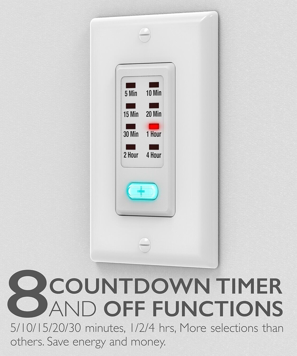 2x In Wall Switch Gang Countdown Programmable Timer Auto Bathroom Fan LED Light