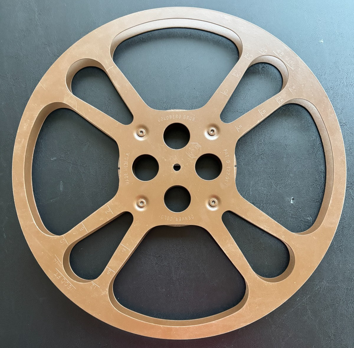 Vintage Goldberg Bros. 16mm 1600’ Metal Take Up Reel 13.75” Diameter