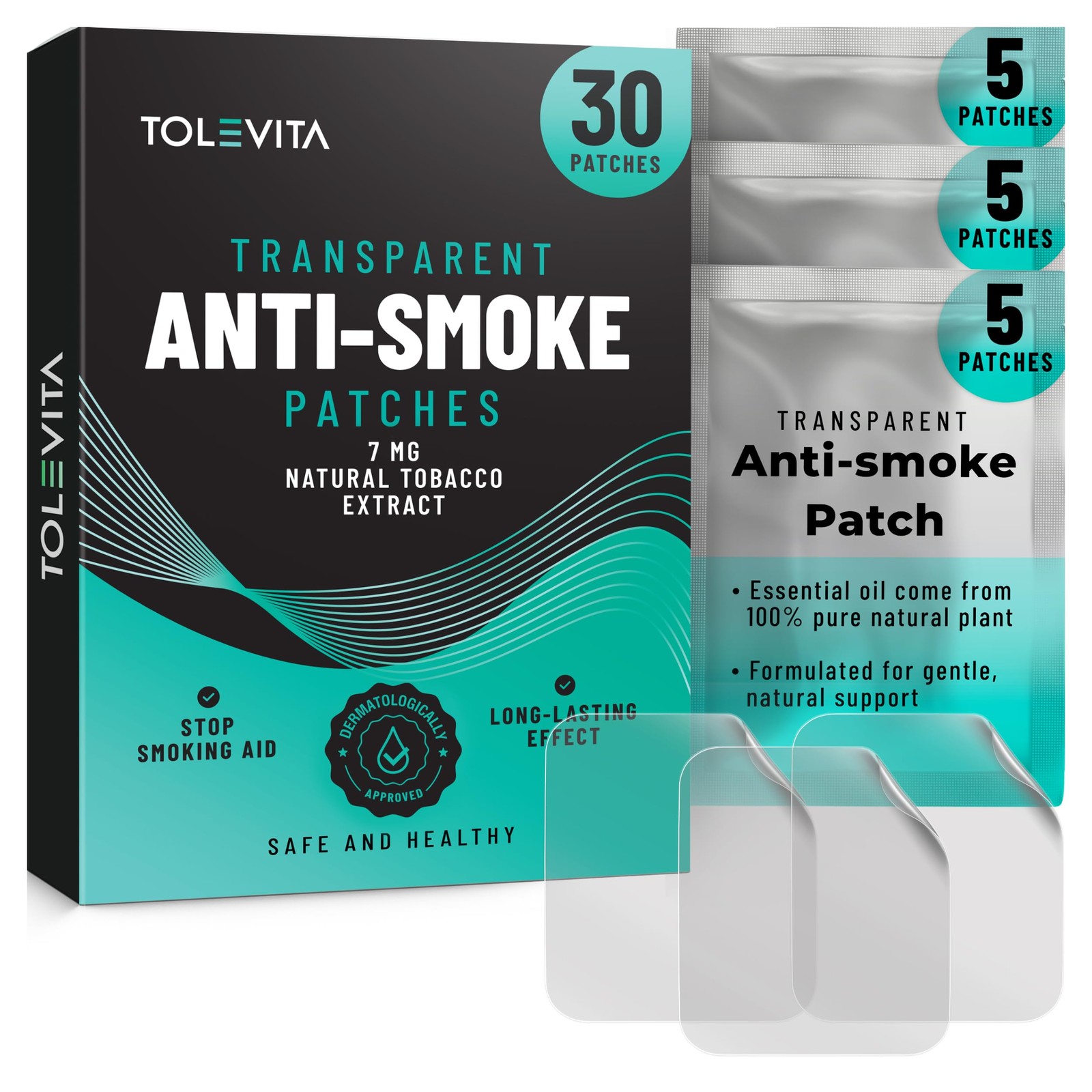 Anti Smoke Herbal Patches Transparent 7 mg | Quit Smoking Patches to Help Red...