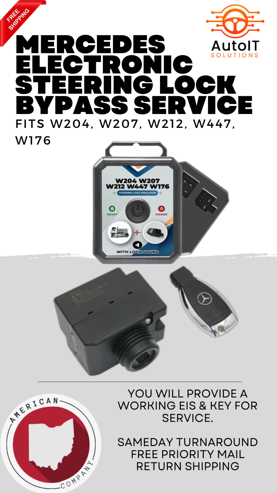 Mercedes Electronic Steering Lock Bypass Service - W204 W207 W212 W447 W176 ESL