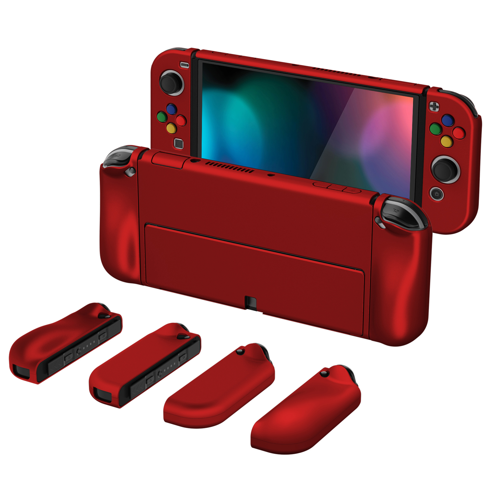 PlayVital AlterGrips Protective Slim Case for Nintendo Switch OLED Scarlet Red