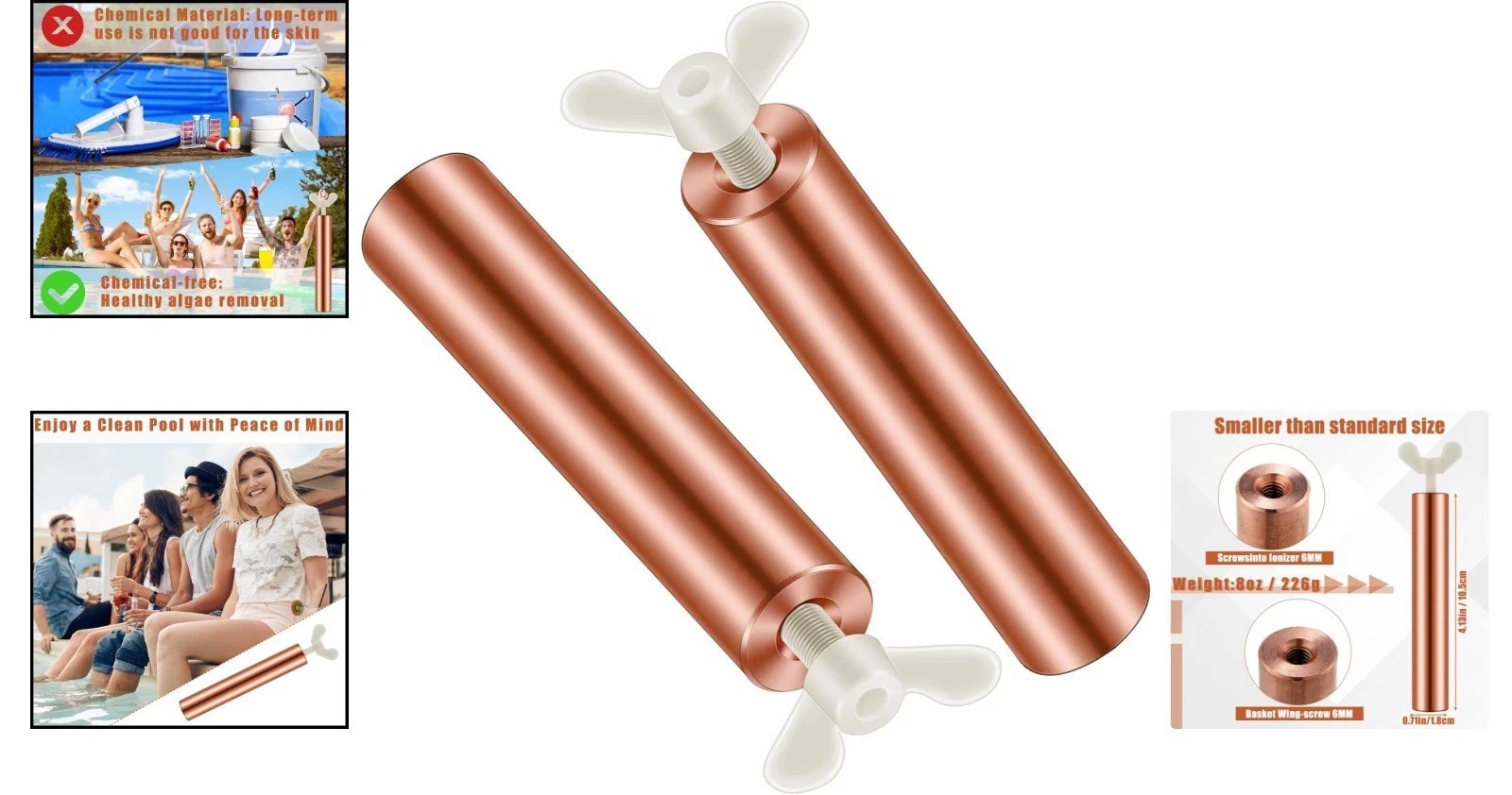 Copper Anode Replacement Set for Solar Pool Ionizer - Reduces Chlorine Costs
