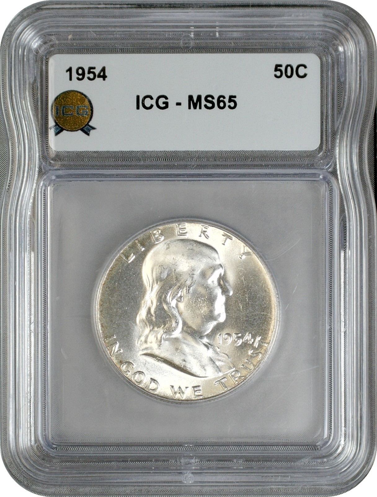 1954 Franklin Half Dollar 50C ICG MS65 Gem Uncirculated