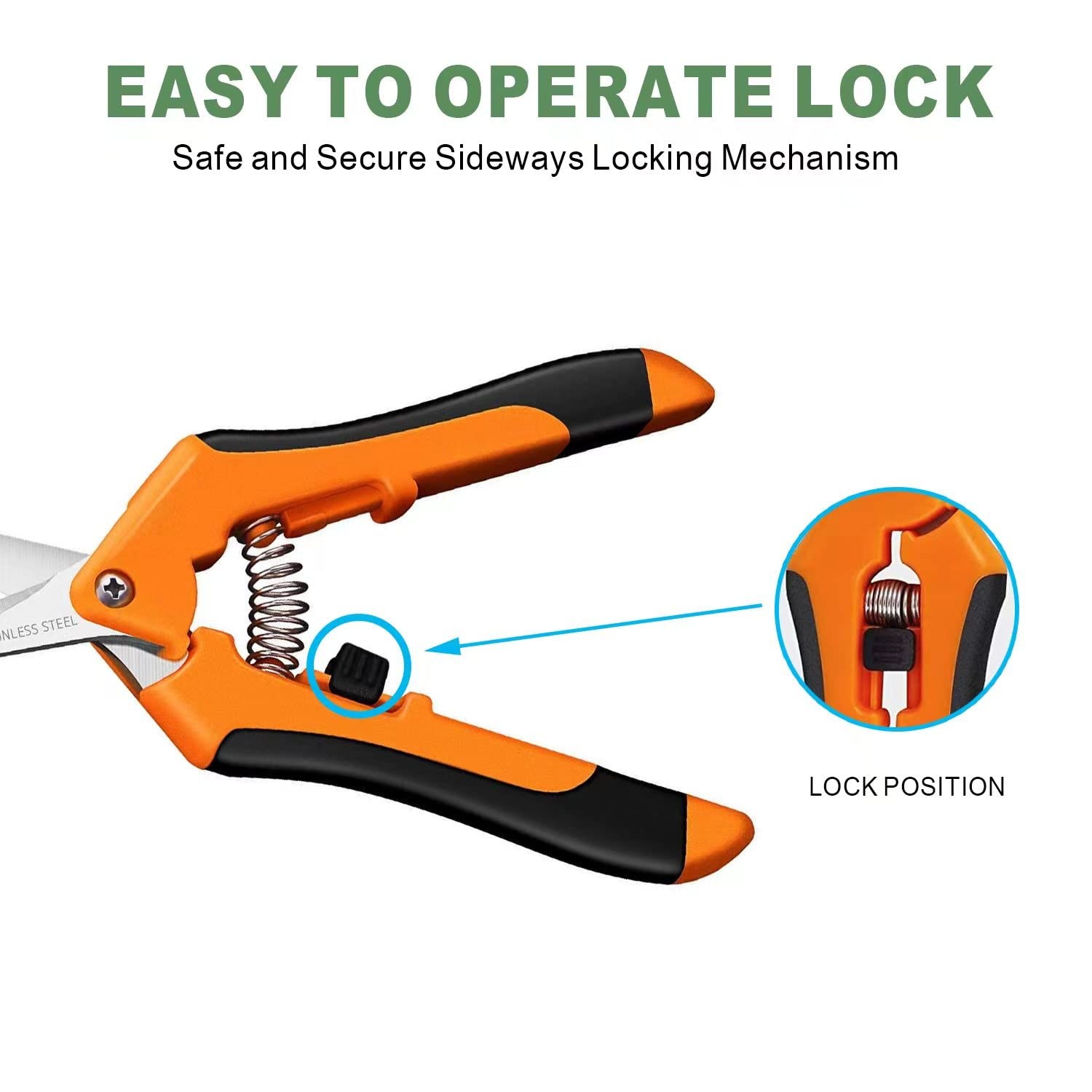 DAMOTEC Hand Pruner， Pruning Shear，Garden clippers, snip scissors, Orange