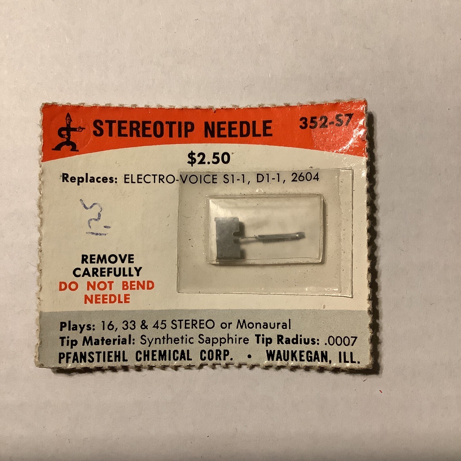 NOS Vintage Pfanstiehl Sapphire NEEDLE 808-SS77 Replaces Sonotone N9T N16T N18T