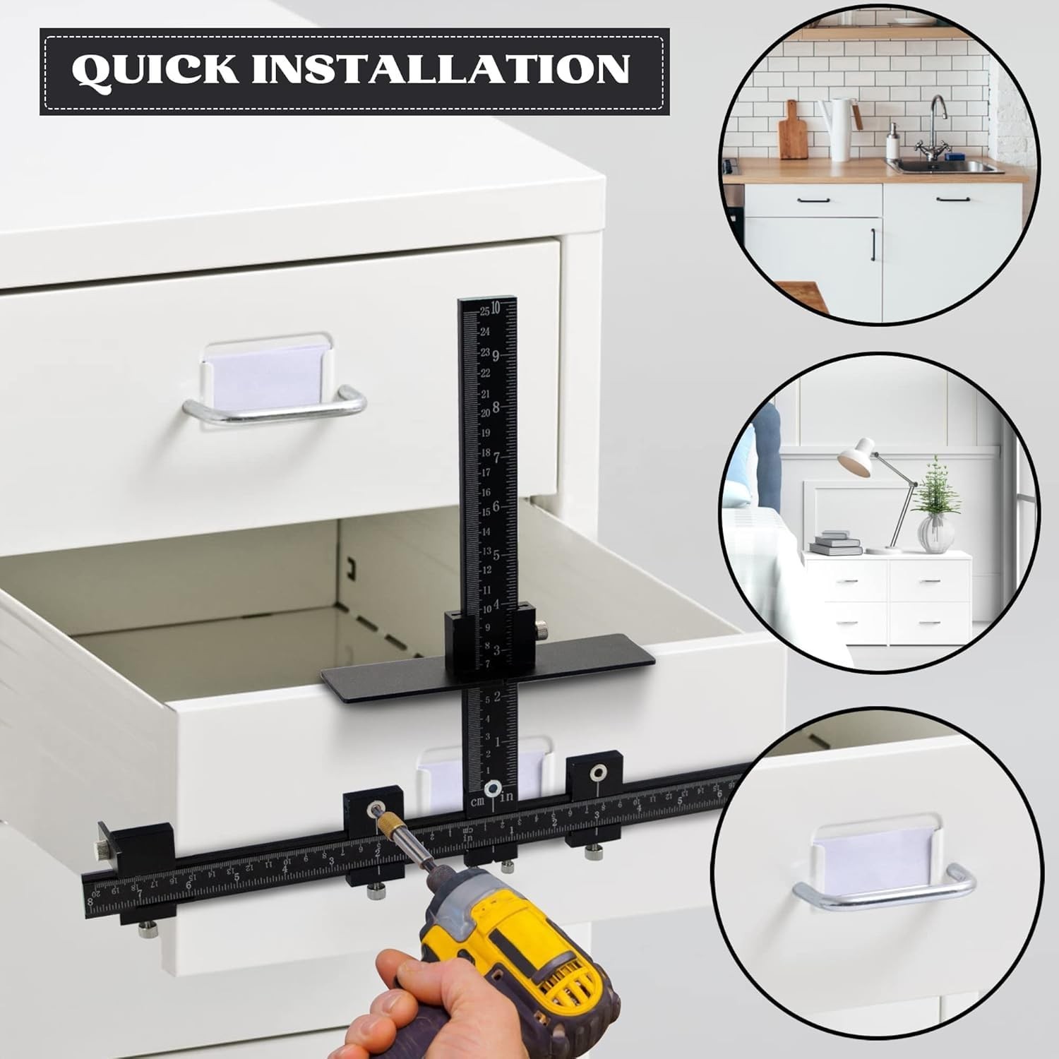 Cabinet Hardware Jig Tool - Aluminum Template for Fast, Accurate Handle Installa