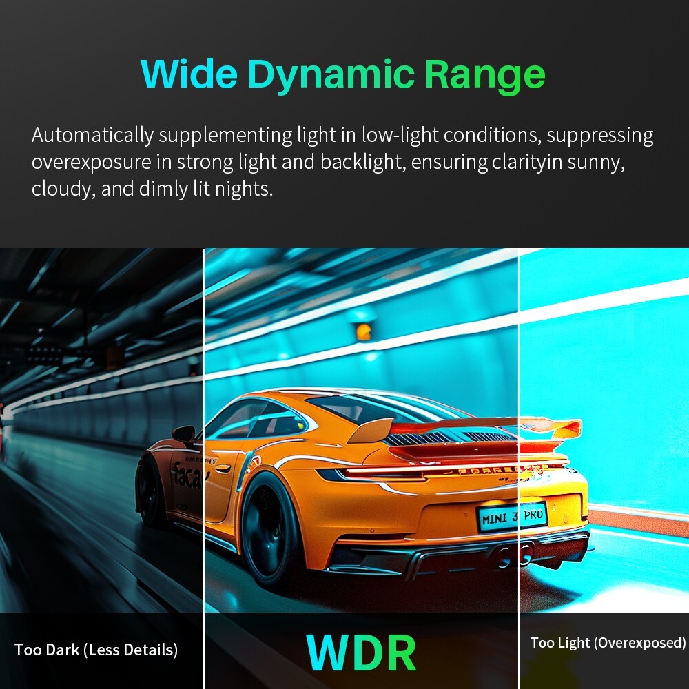 Tiny Dash Cam, 2K Transparent Screen Voice Control, Night Vision 24H Park Mode