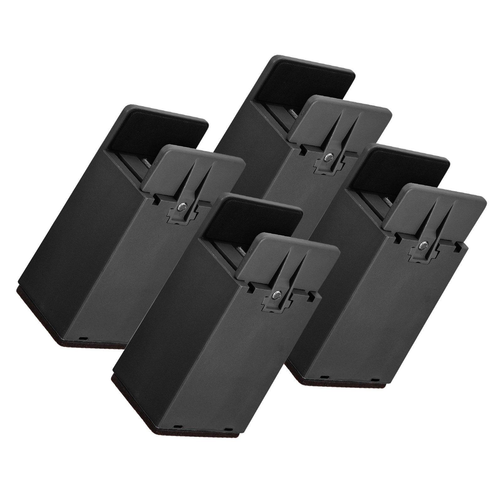 4Pcs 4 inch Furniture Risers with Adjustable Screw Clamp for Bed Desk Black
