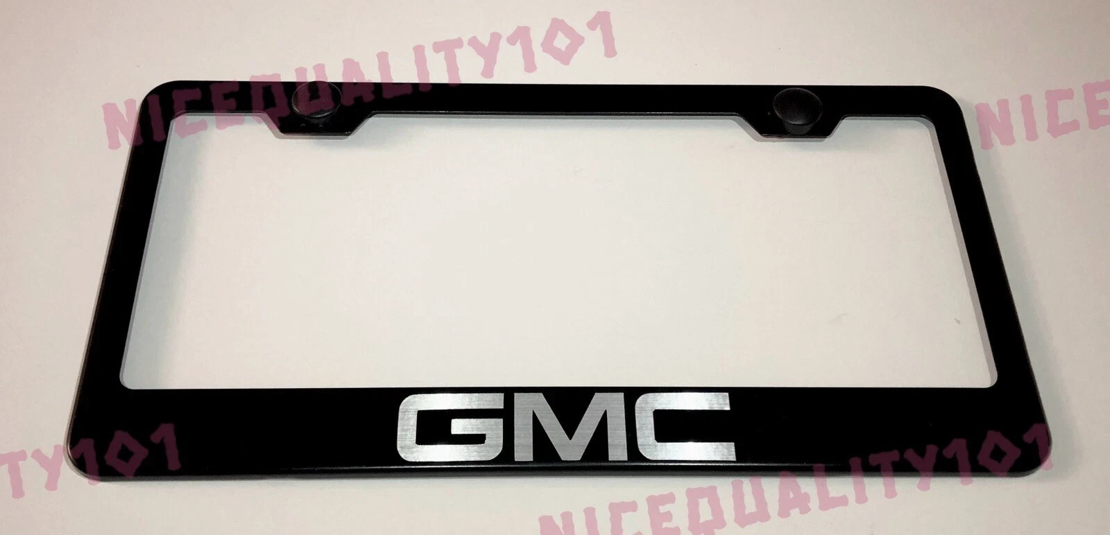 GMC    Stainless Steel Black Finished License Plate Frame Holder
