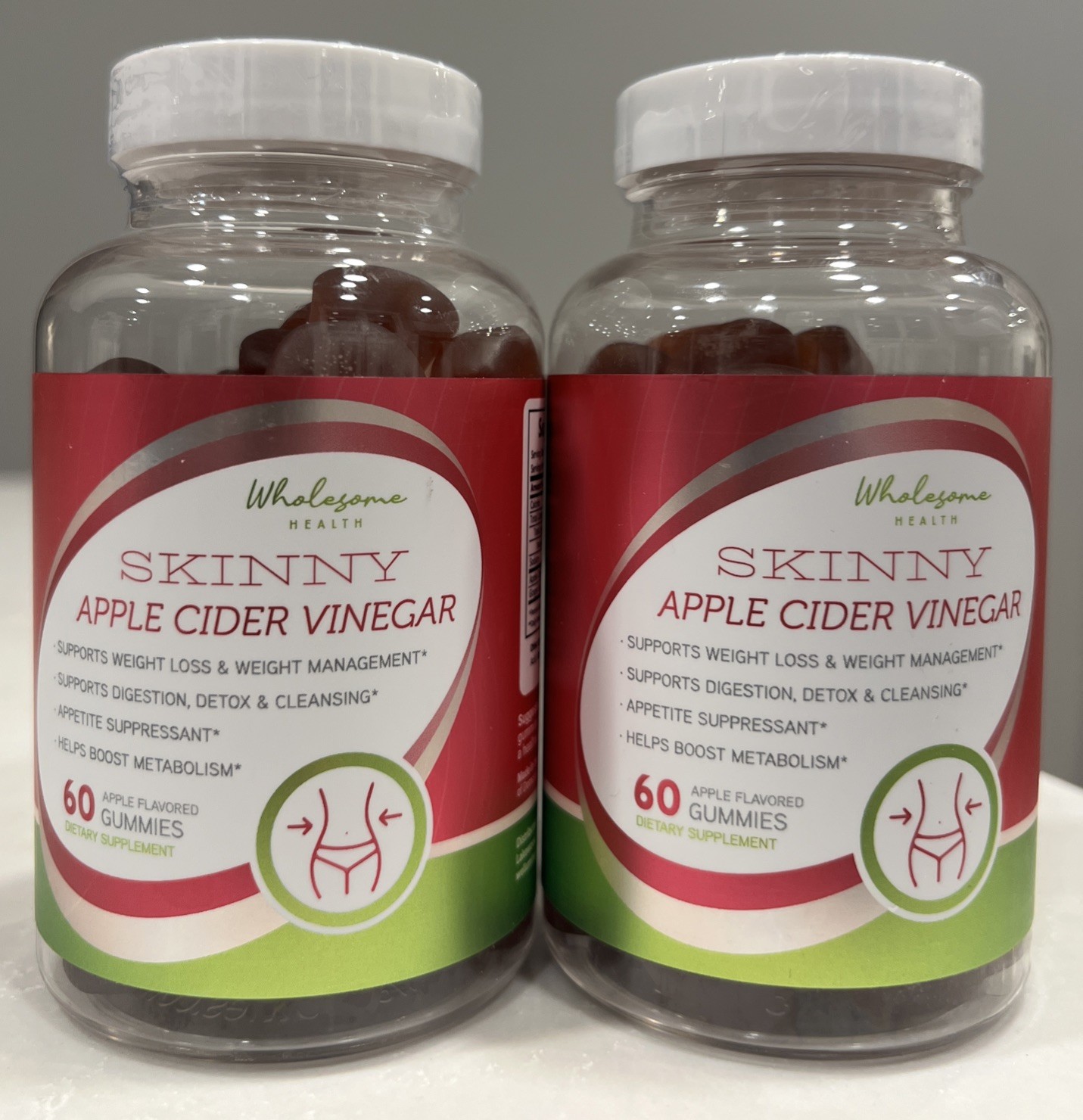 Wholesome Health 2X SKINNY Apple Cider Vinegar Gummies 1000mg 60ct -  2 Bottles
