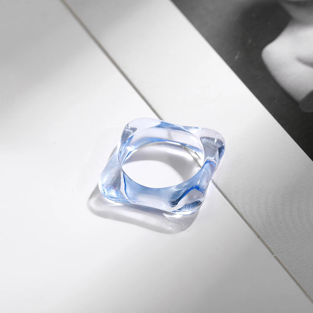Stacked Finger Ring Geometric Circle Transparent Multicolor Adjustable Jewelry