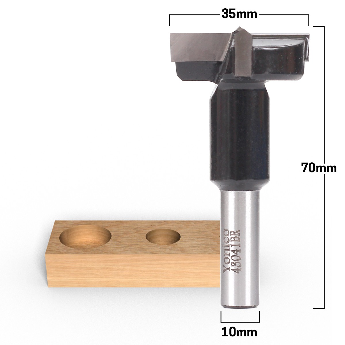 35mm Right Hand Brad Point Boring Bit - 10mm Shank - Yonico 43041BR