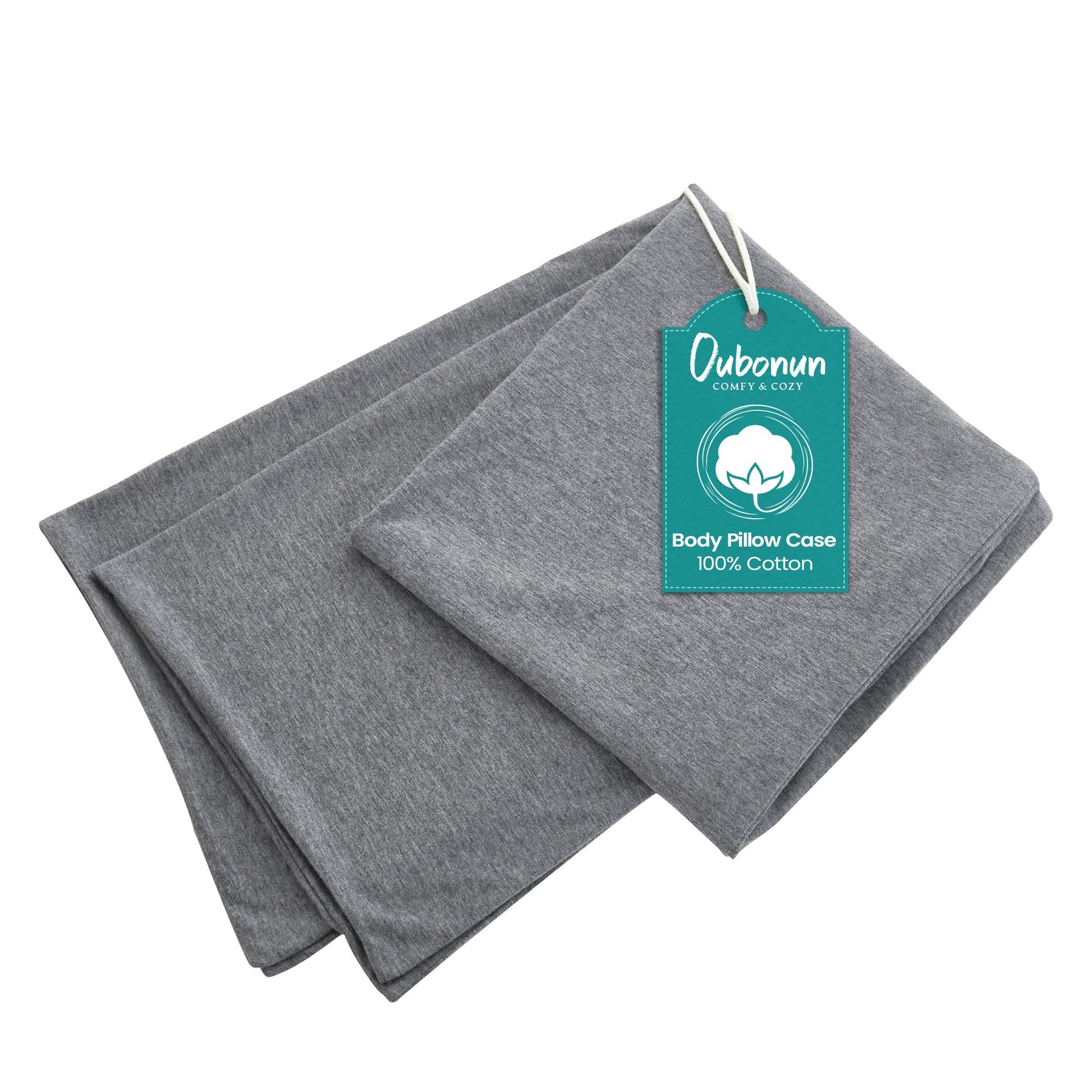 21x54 Jersey Cotton Body Pillow Cover with Zipper Soft Removable Gray Case