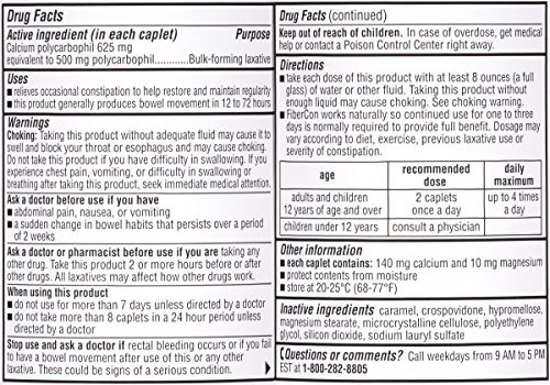 6 Pack Fibercon Fiber Therapy For Regularity Supplement 140 Caplets Each