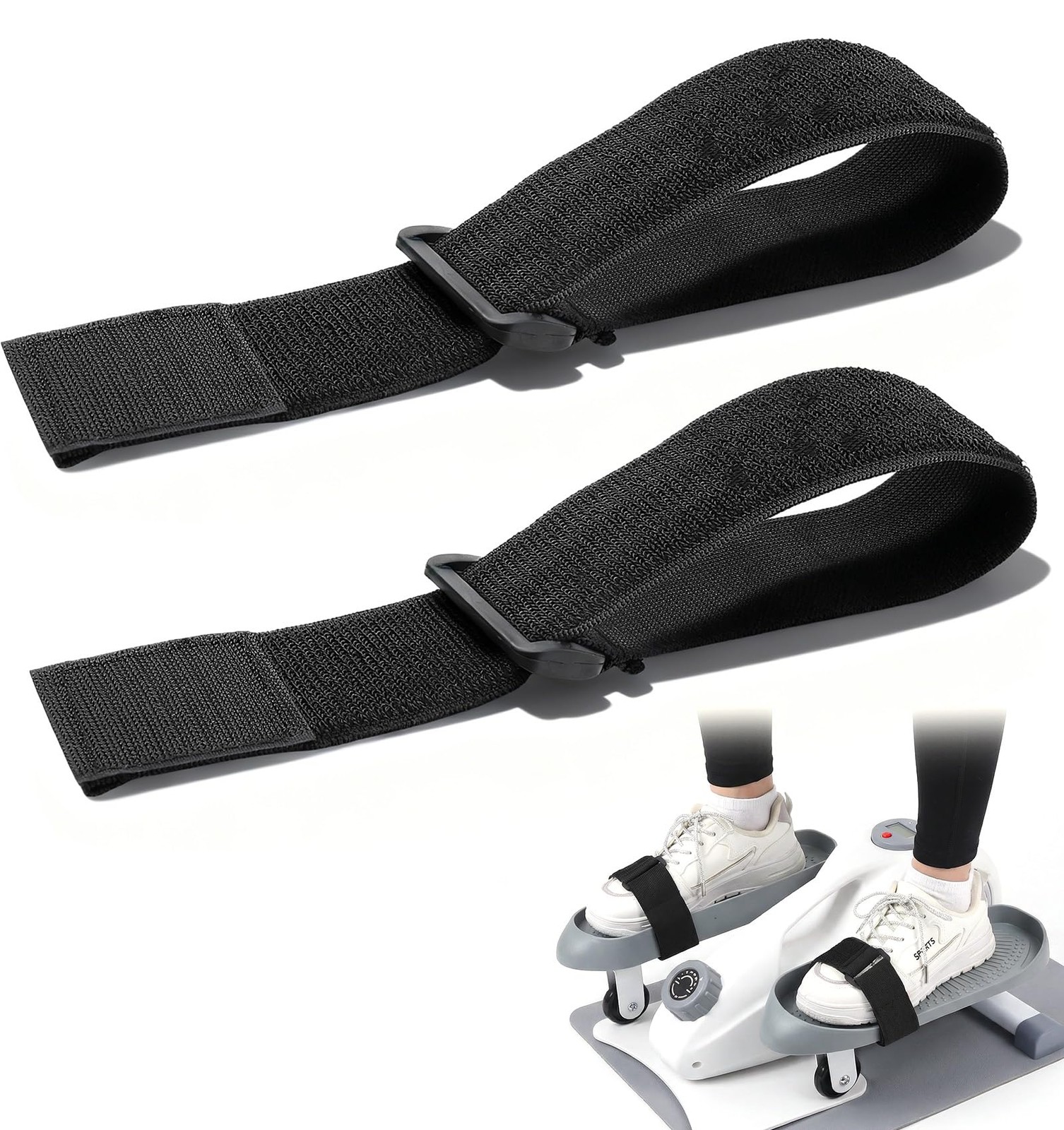2PCS Bike Pedal Straps, Black Adjustable Leg Exerciser Traction Straps, Secur...