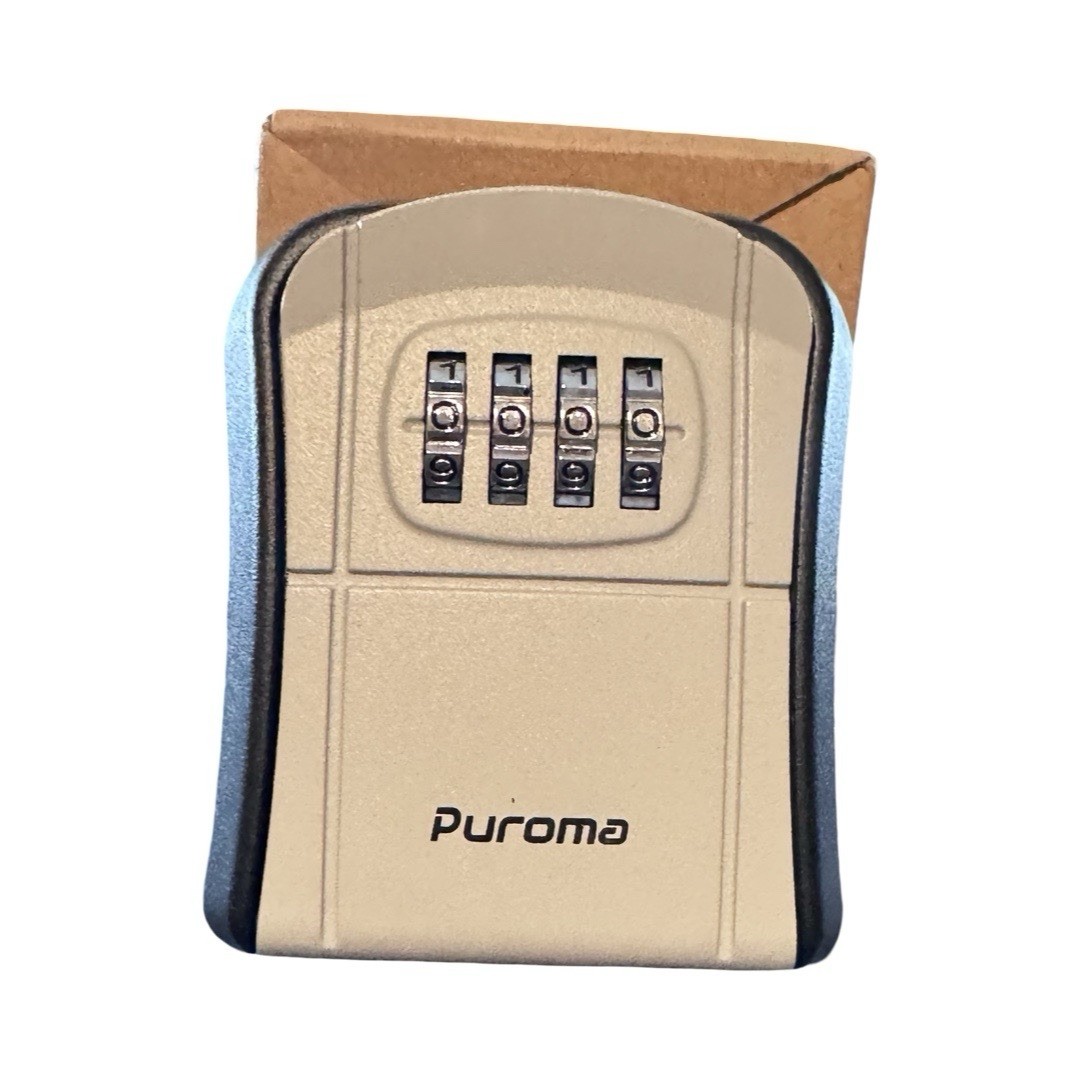 NEW Puroma Key Lock Box, Portable Combination Lockbox Medium Capacity, Gray
