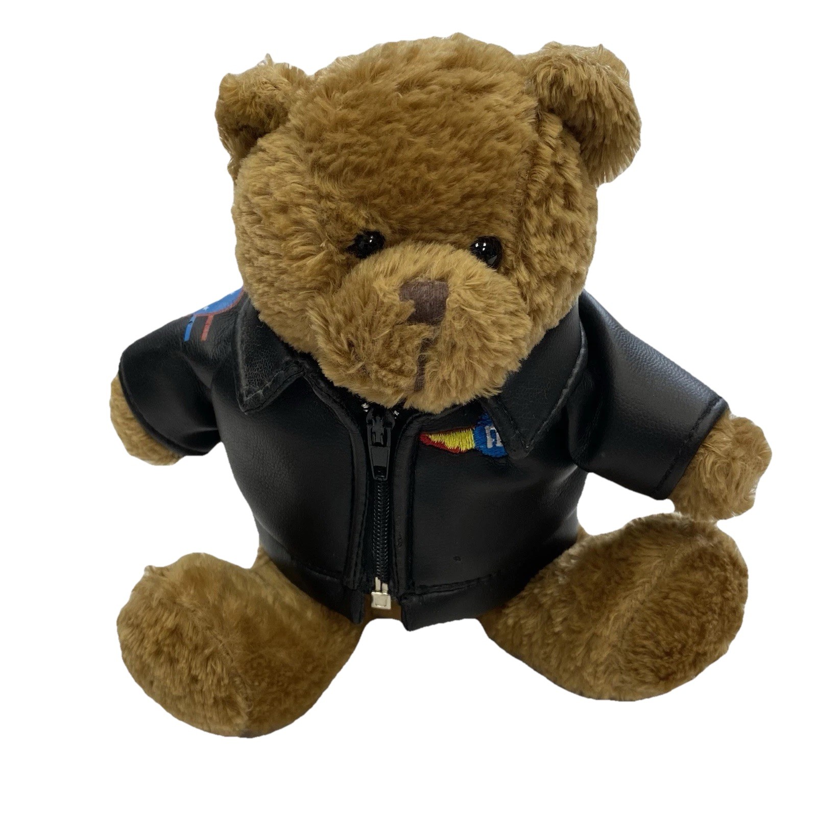 Galerie M & M's Stuffed Plush Teddy Bear Black Leather Jacket