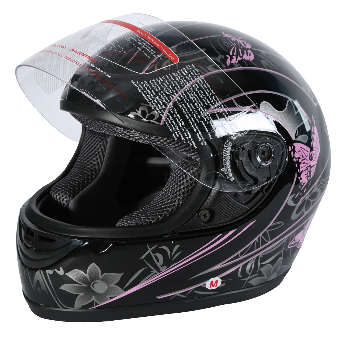 Pink Black Butterfly DOT Adult Full Face Motorcycle Street Helmet S~XXL M L XL