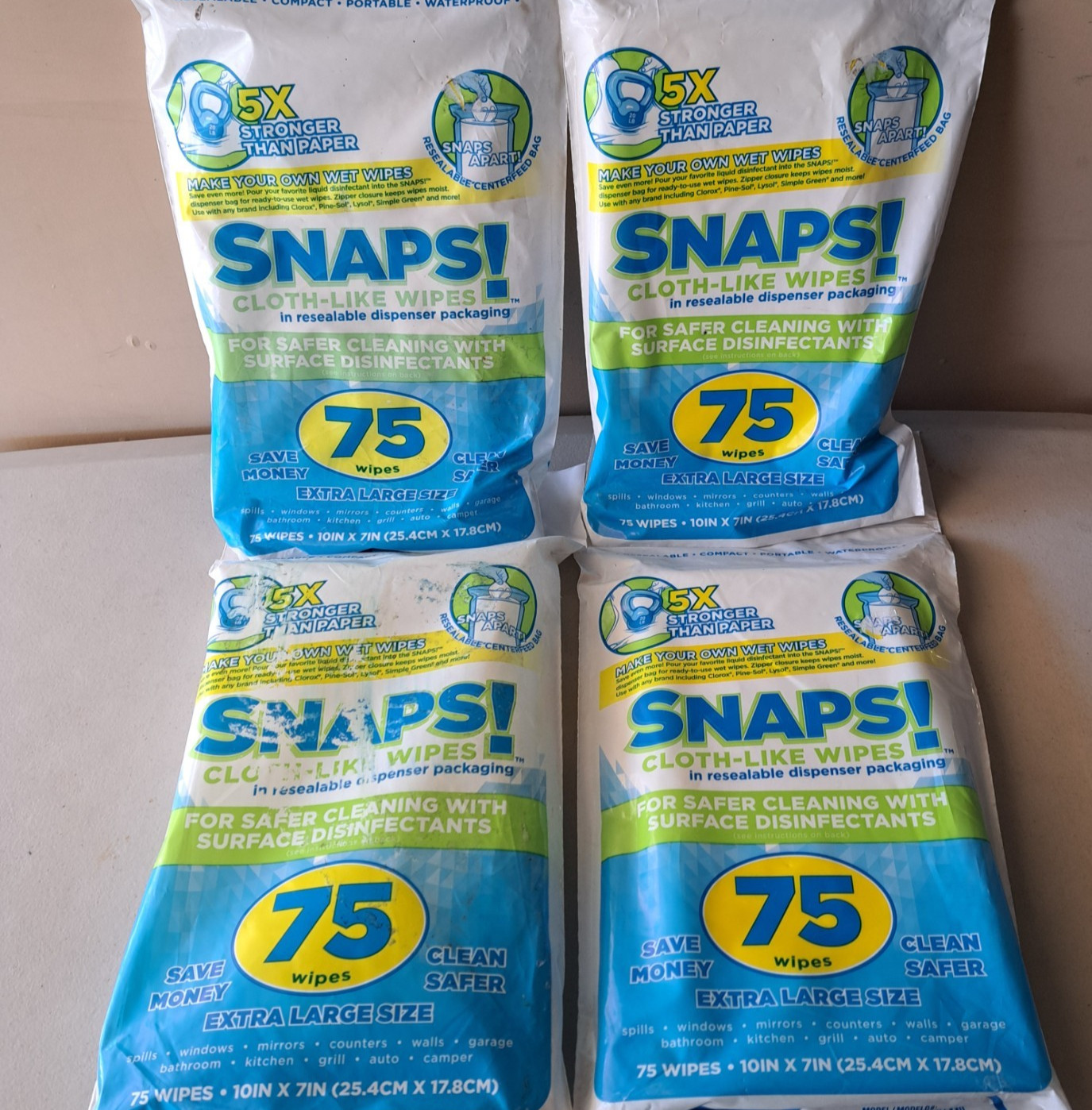 300-Count Snaps! Cloth like Wipes XL DIY Wet Wipes 5x Stronger than Paper 10”x7”