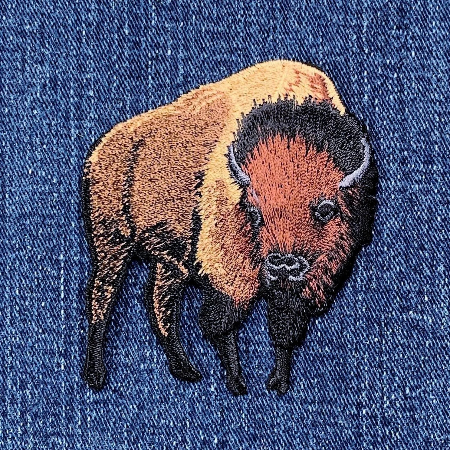 Buffalo Applique Patch - Embroidered Brown Bison Animal Badge 3" (Iron On)