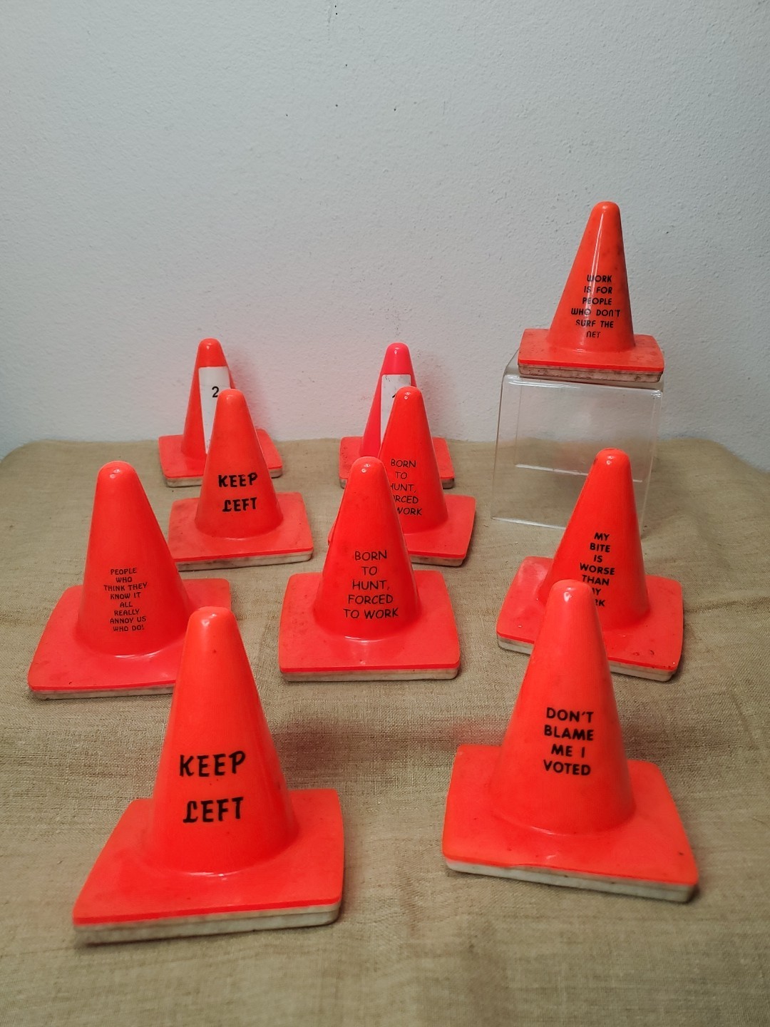 Set Of 10 Mini Traffic Cones Rubber 4" Orange Born To Work Hunt Monogram Lot