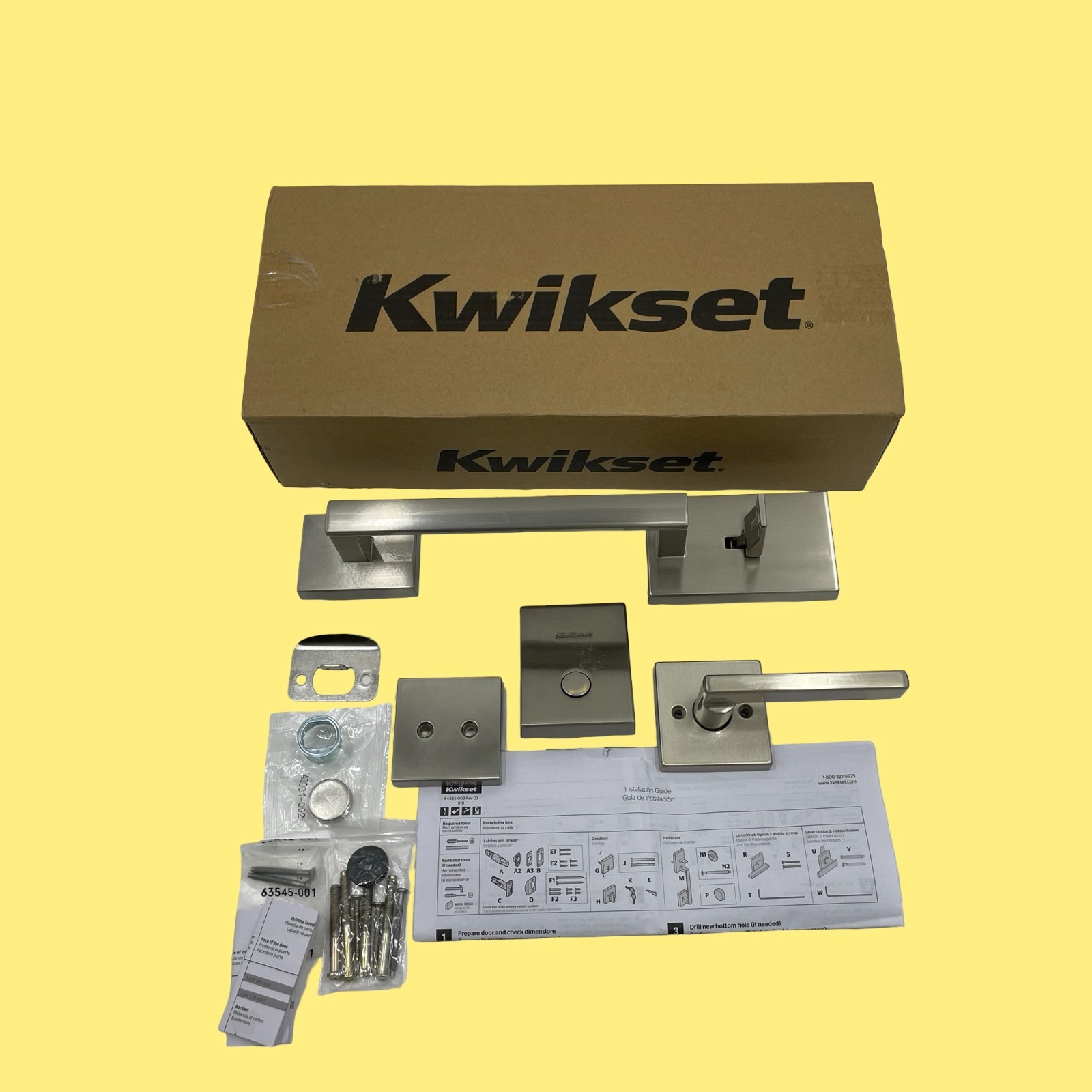 FOR PARTS Kwikset San Clemente Front Door Lock Handle & Deadbolt 64483-003 #5241