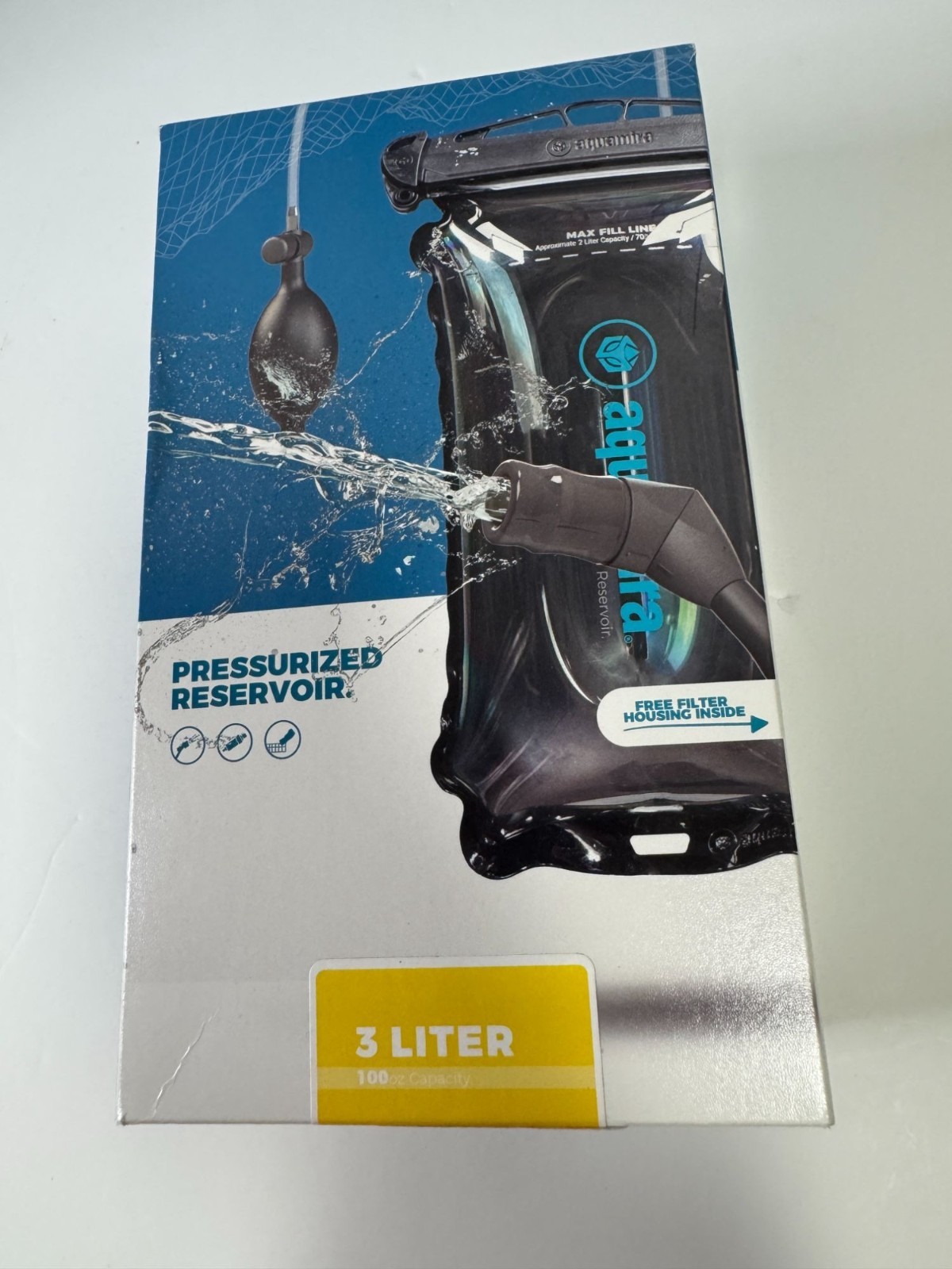 Aquamira 3 Liter Pressurized Reservoir With Free Filter Housing In-Line Filtrati